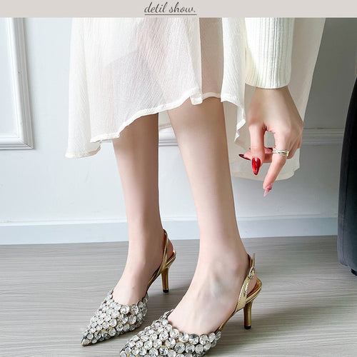Dame Slingback Pumps med glitrende rhinsten Stilla