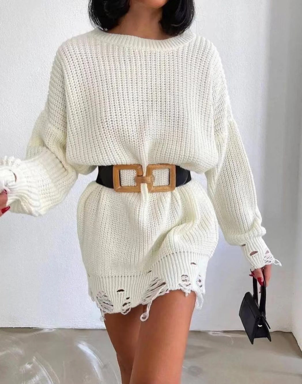 Dame Oversized Strikpullover med unikke ribstrukturer og moderigtige cut-outs Stilla