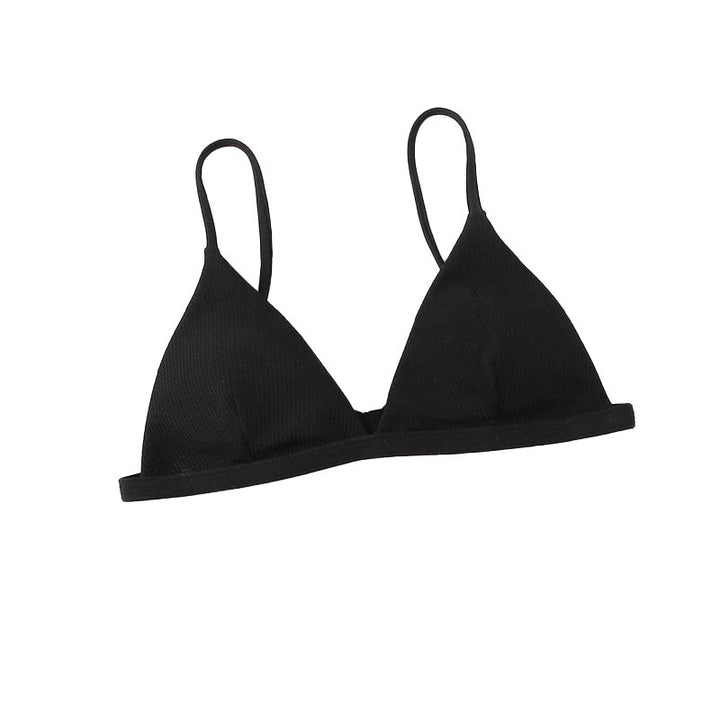Dame Triangel-Bikinioberdel med fin ribstruktur og justerbare stropper Stilla