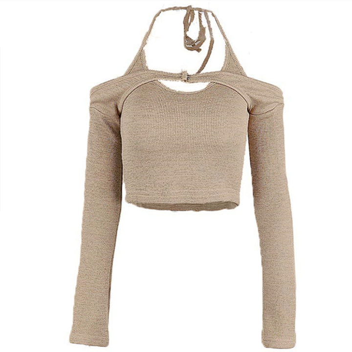 Dame Off-Shoulder Crop-Top med lange ærmer og justerbare stropper Stilla