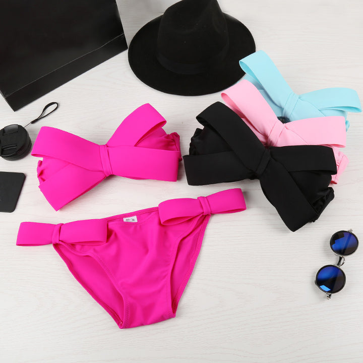 Dame Bandeau Bikini med iøjnefaldende sløjfer Skovae