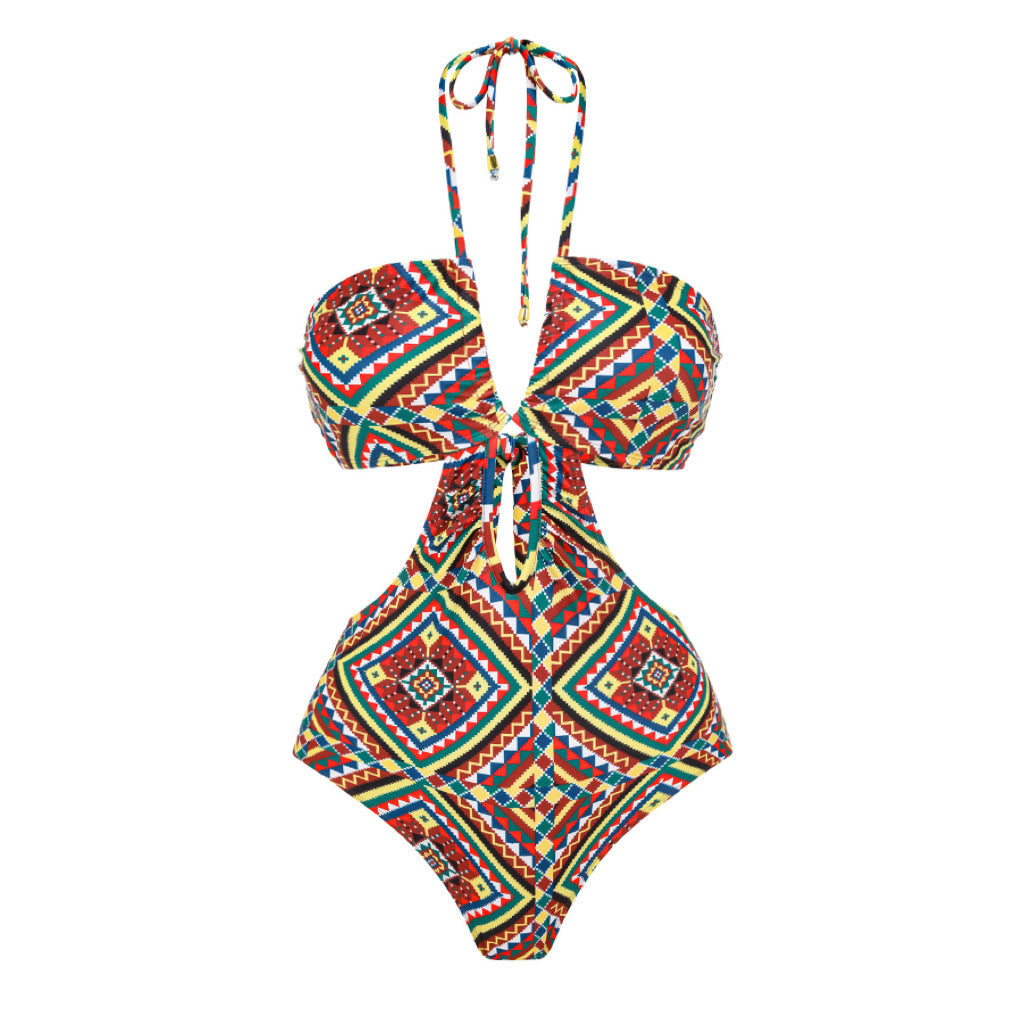 Dame bikinisæt med blomster wrap nederdel og elegant trekant top Stilla