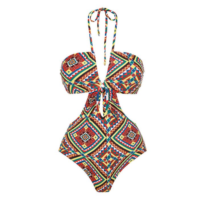 Dame bikinisæt med blomster wrap nederdel og elegant trekant top Stilla