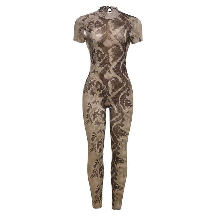 Dame Mode jumpsuit lavet af gennemsigtigt materiale med elegant mønster Stilla