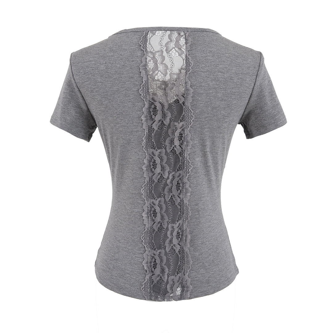 Dame T-shirt med elastisk blondekant og figurskabende silhuet Stilla
