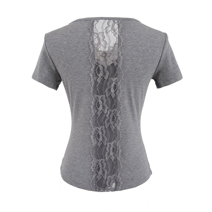 Dame T-shirt med elastisk blondekant og figurskabende silhuet Stilla