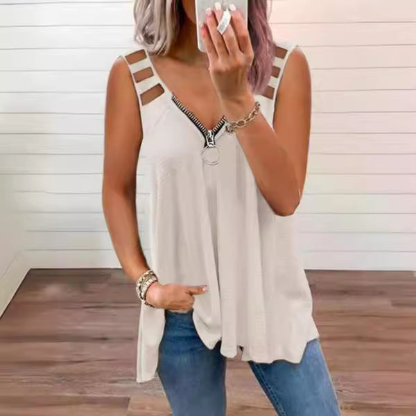 Dame Trendy Zip-Up Tanktop Stilla