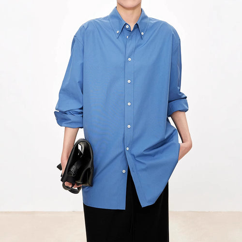 Dame casual oversized skjorte bluse lavet af høj kvalitet bomuldsstof med moderne snit og lange ærmer Stilla
