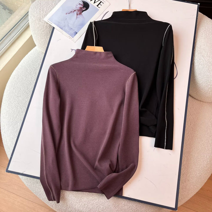Dames sporty langærmet poloshirt med elegant kraveløsning Stilla