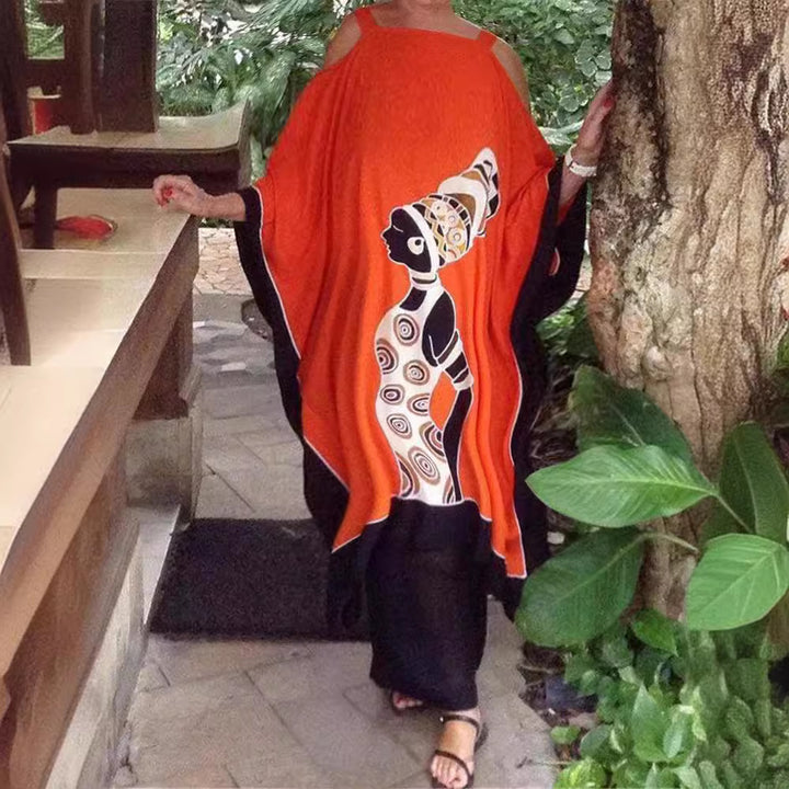 Dame Kaftan med traditionelt tryk og bredt snit Stilla