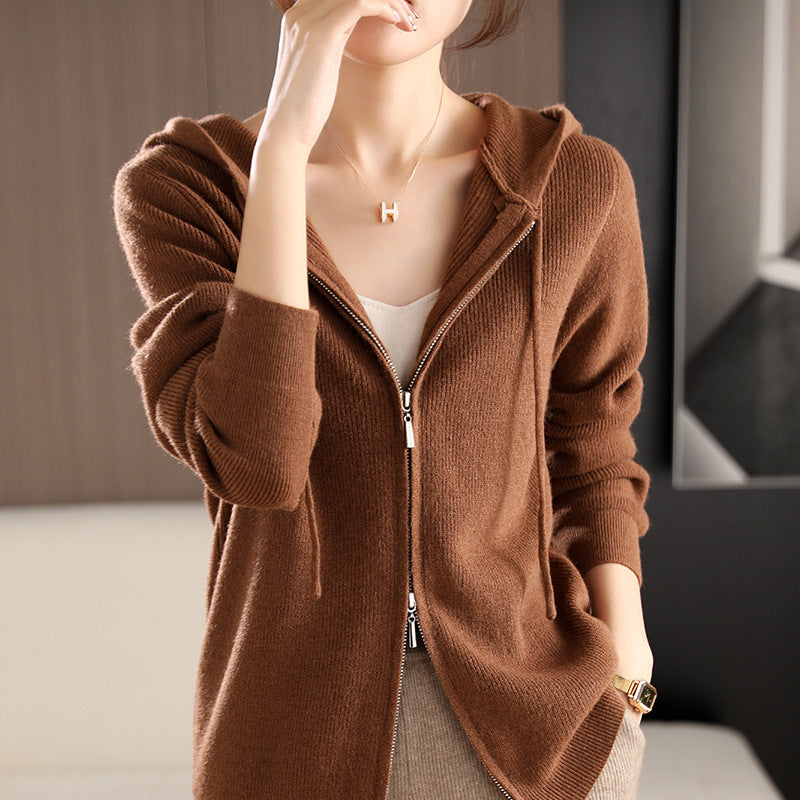 Femme Cozy Lynlås Strik Hoodie Stilla