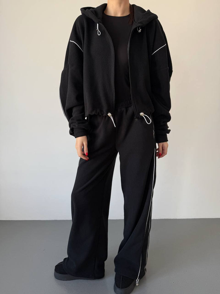 Kvinder Fleece Hoodie og løse Joggingbukser Sæt Skovae