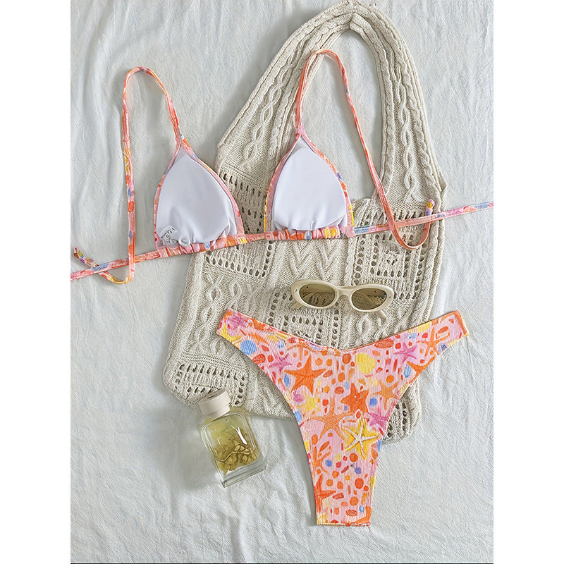 Dame Triangel-Bikini med farverig mønsterblanding Skovae