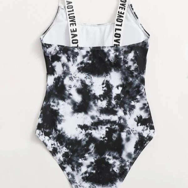 Dame one-piece badedragt med moderigtig tie-dye mønster Skovae