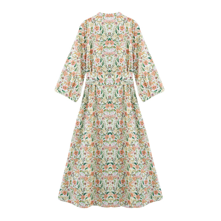 Dame Floral Print Maxi Kjole med Bælte-Detail Stilla