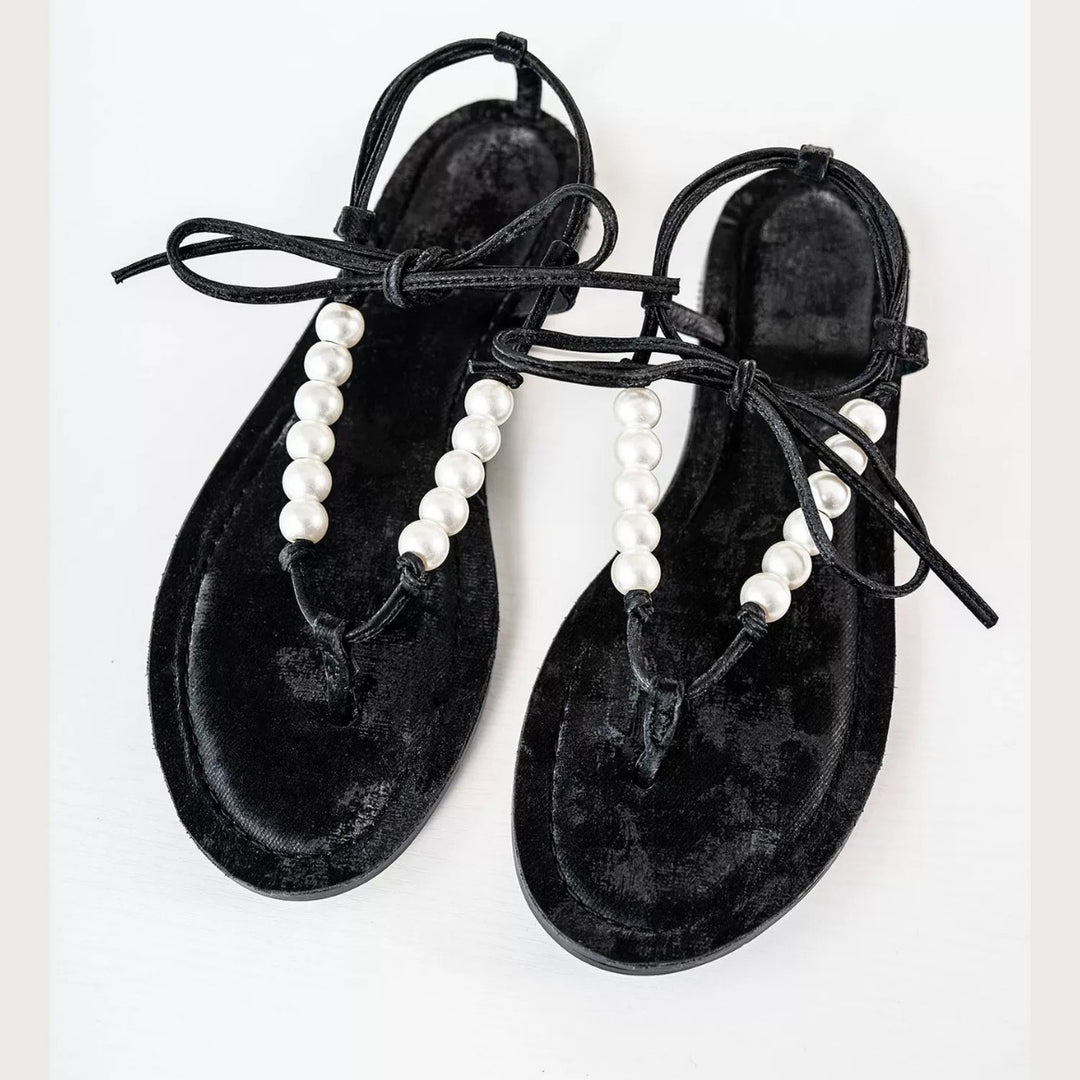 Dame Zehentrenner Sandaler med elegante perle detaljer og komfortabelt sål Stilla