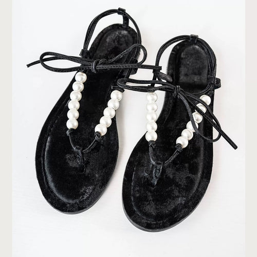 Dame Zehentrenner Sandaler med elegante perle detaljer og komfortabelt sål Stilla
