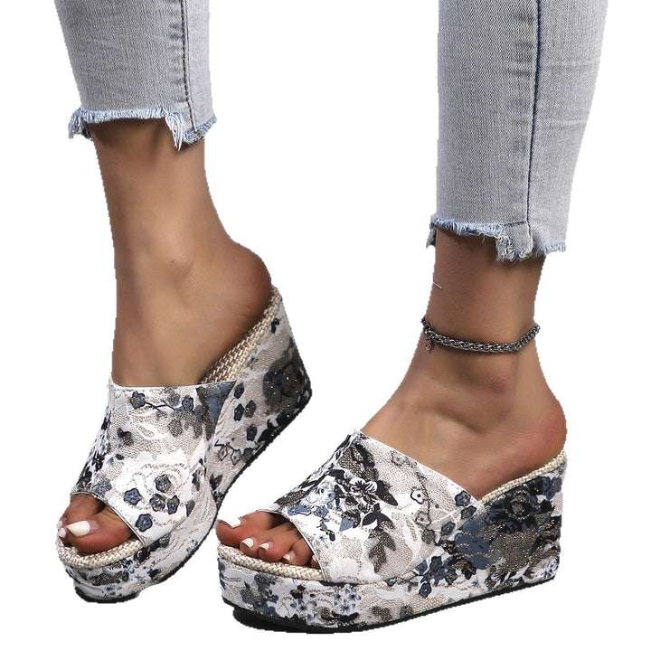 Dame Wedge-sandaler med blomstermønster og skridsikker sål Stilla