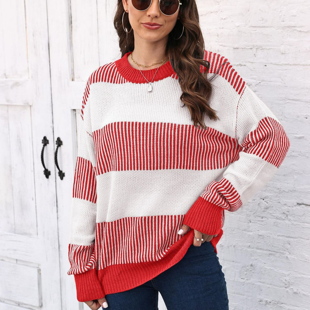 Dame stribet strikpullover i relaxed fit Stilla