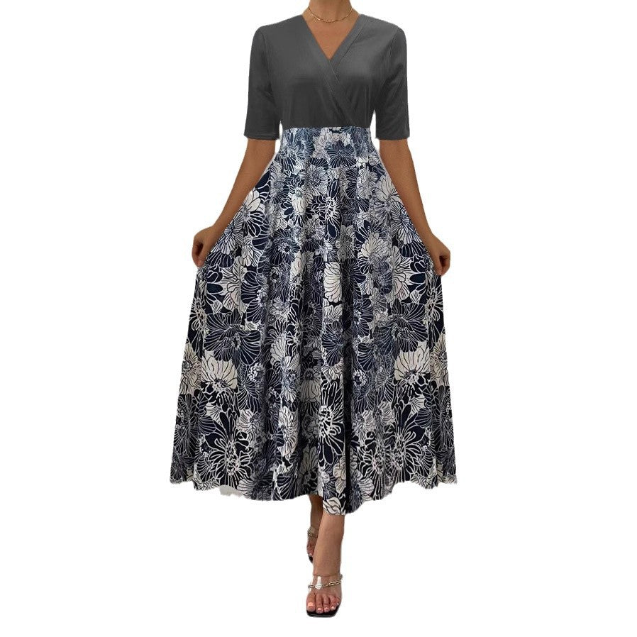 Dame Maxikjole med blomstret design og elegant indpakningseffekt Stilla