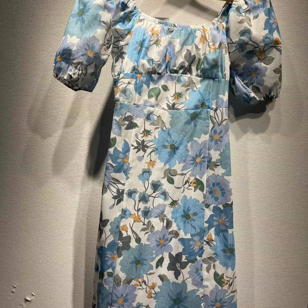 Dame Midikjole med raffinerede flæsedetaljer og blomster mønster Stilla