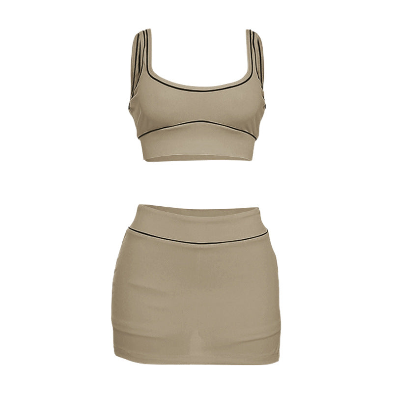 Dame Sporty Crop-Top og Nederdel Sæt Stilla
