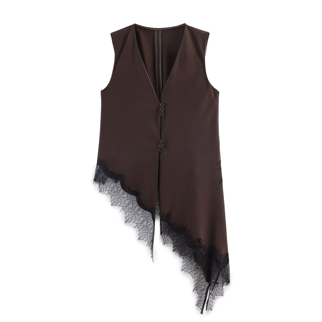 Dame asymmetrisk vest med elegant spids Skovae