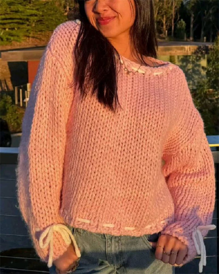 Dame løs siddende sweater med sofistikerede snorelukning detaljer Stilla