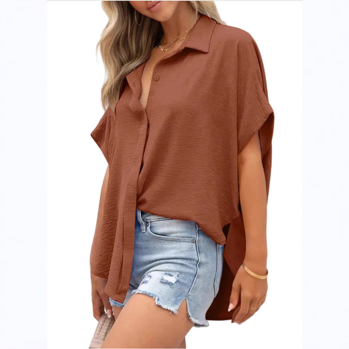 Dame afslappet oversized-bluse lavet af let bomuldsblanding Stilla