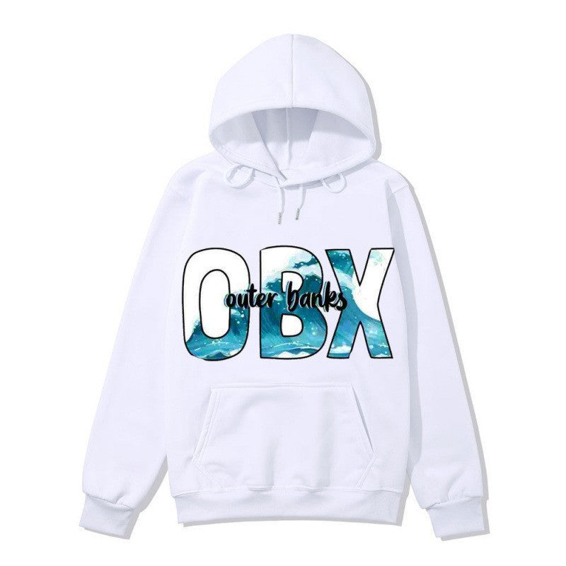 Dame hoodie med maritim grafisk design Skovae