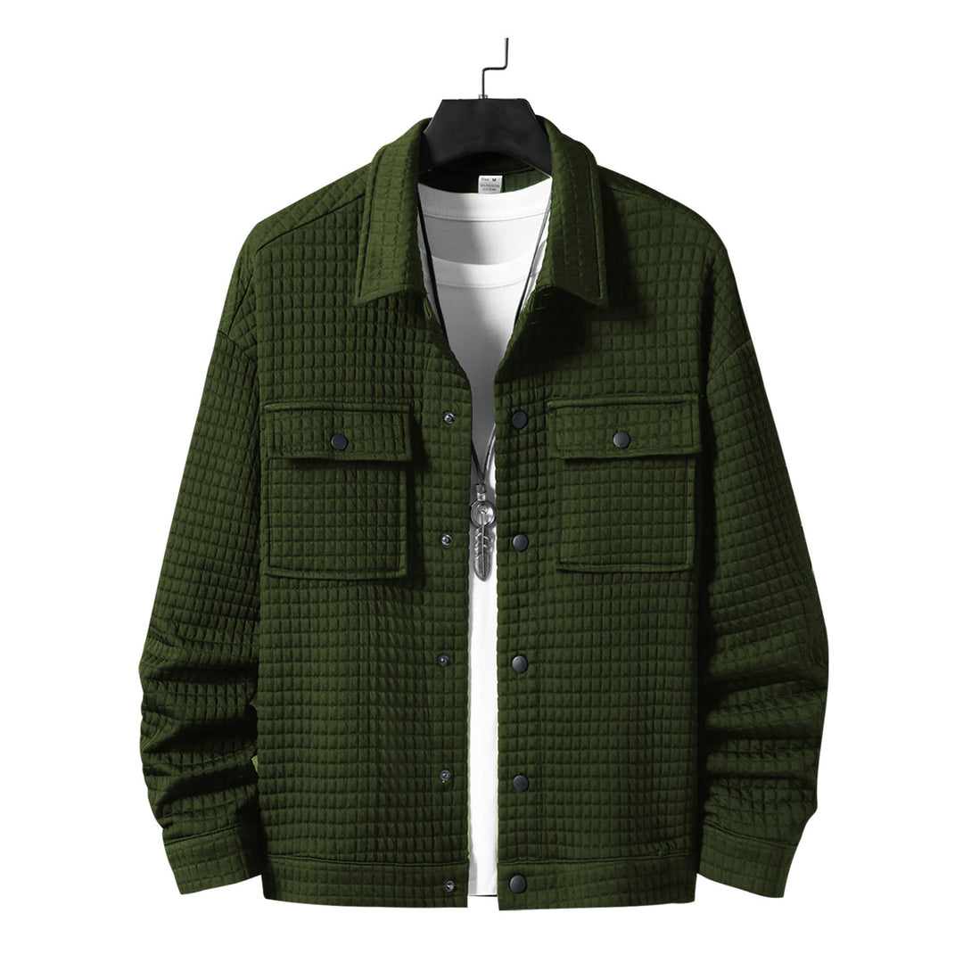 Herre nan quiltet overshirtjakke med kvadratisk quiltstruktur og påsyede brystlommer Skovae