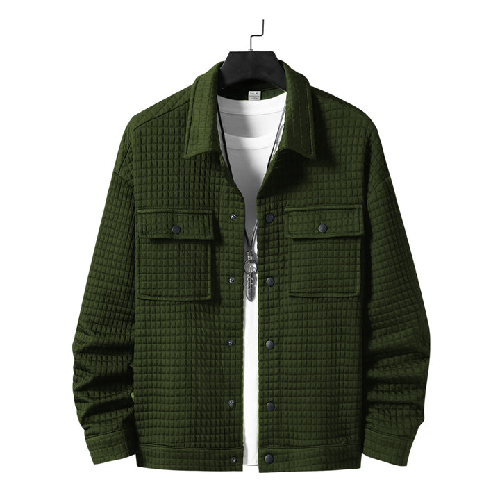 Herre nan quiltet overshirtjakke med kvadratisk quiltstruktur og påsyede brystlommer Skovae