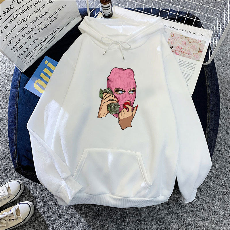 Dame hoodie med kunstnerisk grafisk design Skovae