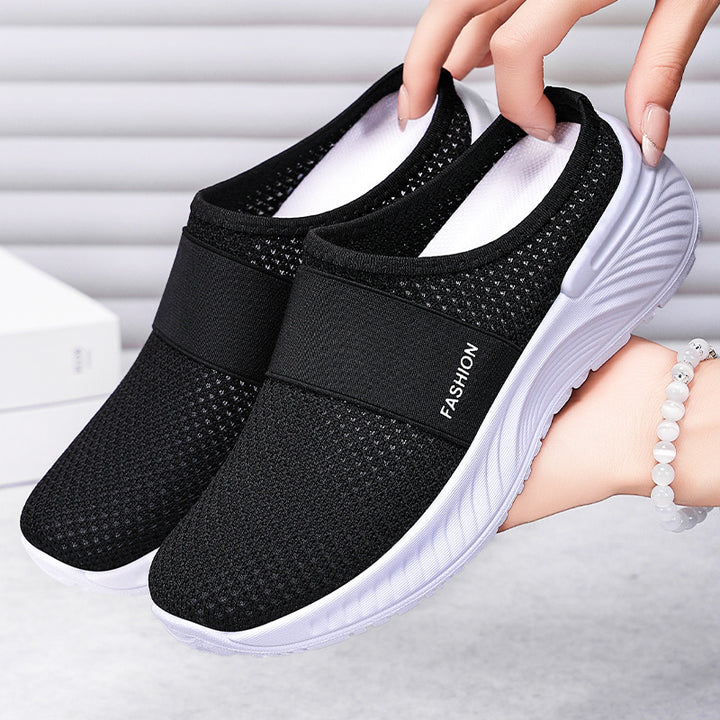 Dame Lettere Slip-On Sneakers med elastisk Komfortbånd og åndbart Overmateriale Stilla