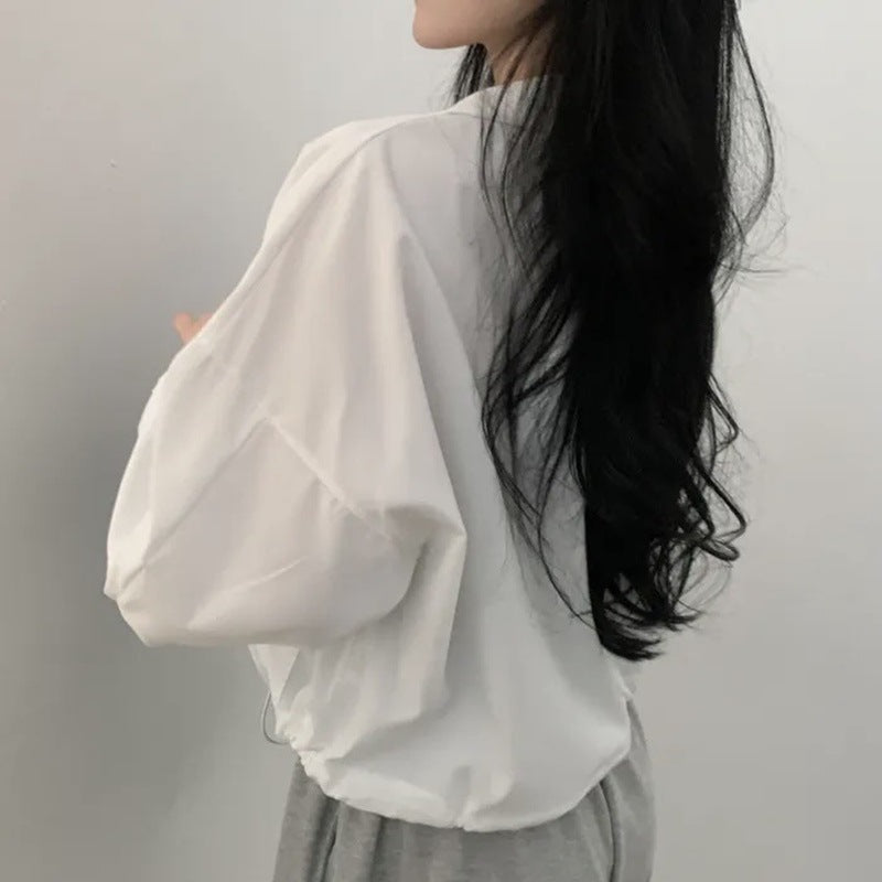 Kvinders cropped jakke med elastiske manchetter og casual pasform