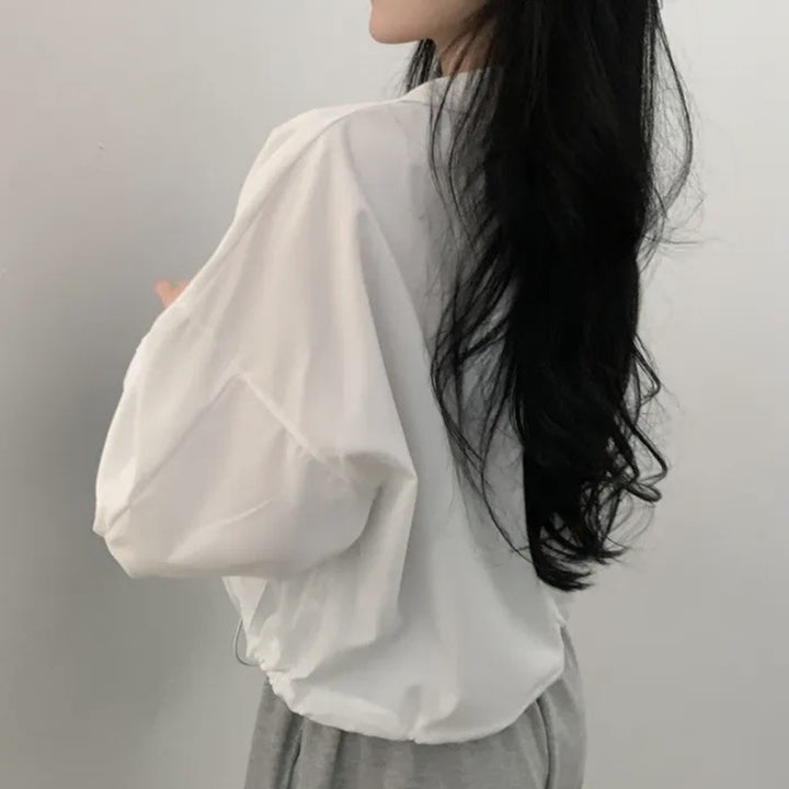 Kvinders cropped jakke med elastiske manchetter og casual pasform