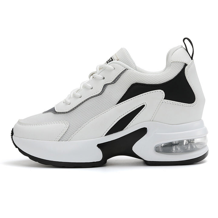 Dame nan luftpolstrede plateau-sneakers med synlig hæl luftkapsel og åndbart mesh sko