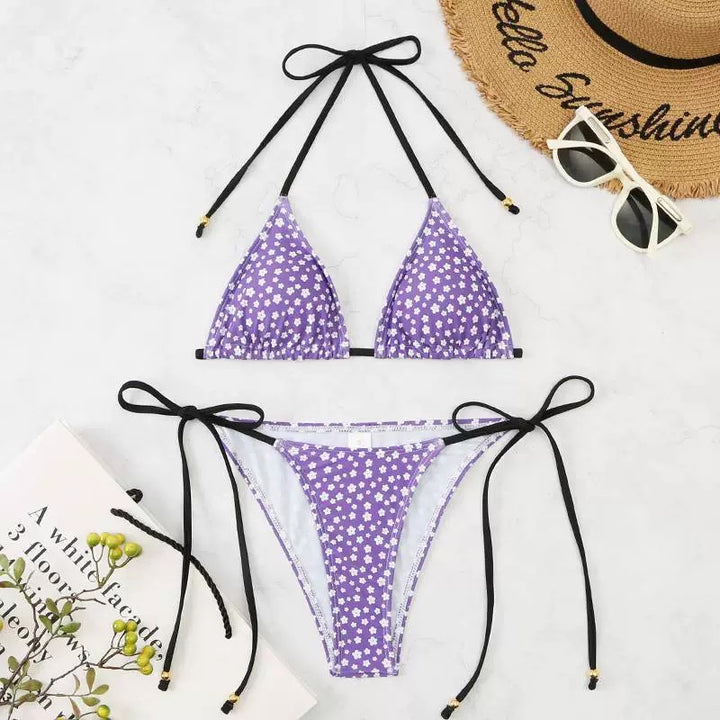 Dame blomster mønster trekant bikini sæt Stilla 1750838622