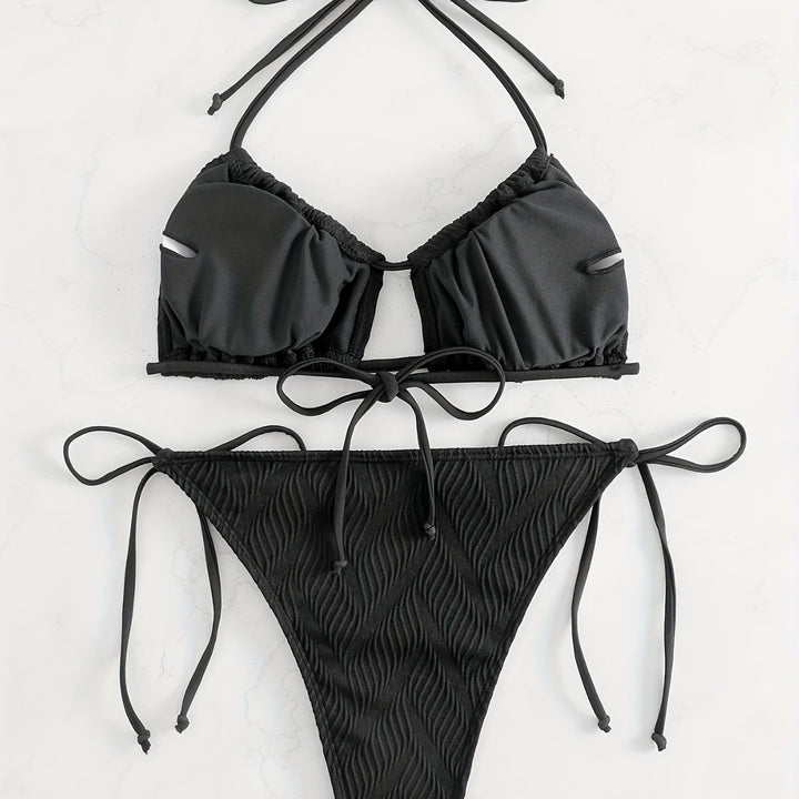Dame Triangel-Bikini med raffineret flæsedesign Skovae