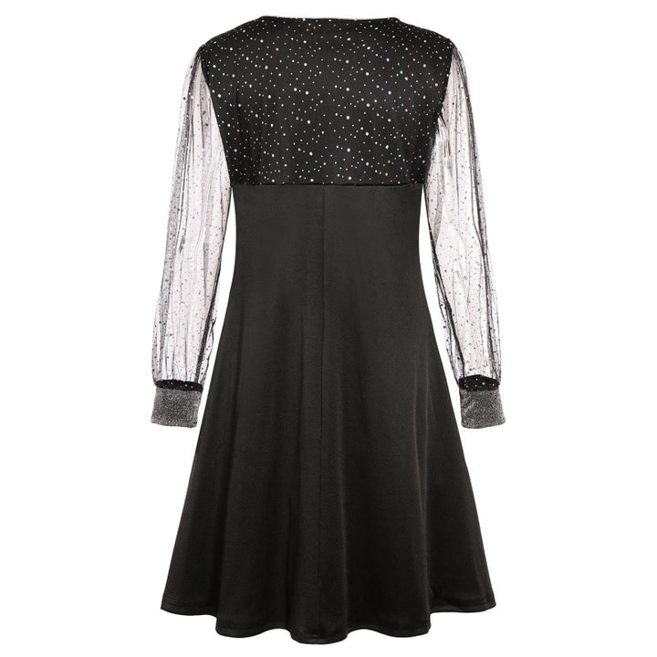 Dame Elegant A-linje-kjole med transparente funktionsærmer Stilla