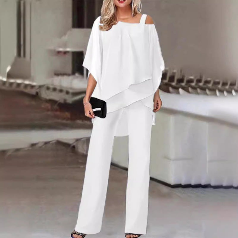 Dame Stilig Sæt med asymmetrisk snit og oversized Top Stilla
