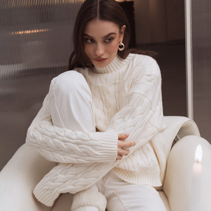 Kvinders strikket sweater med bølgemønster Stilla