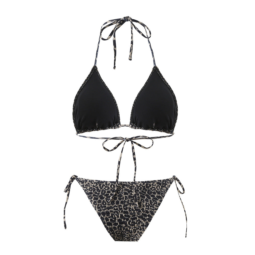 Dame Triangel-Bikini med legesygt leopardprint og justerbare bånd Stilla