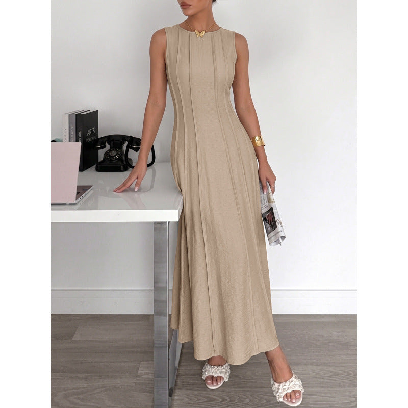 Damen Langarm Maxikleid mit eleganten Streifen und schmeichelndem Schnitt Skovae