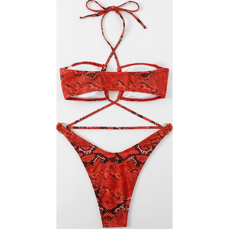 Dame triangel-bikini med raffineret krydsdesign Skovae