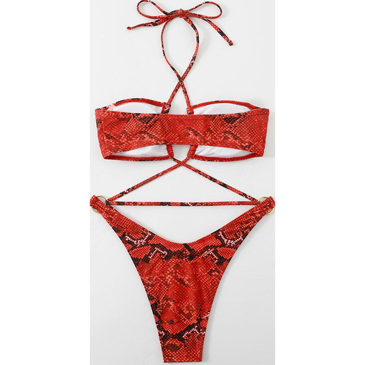 Dame triangel-bikini med raffineret krydsdesign Skovae