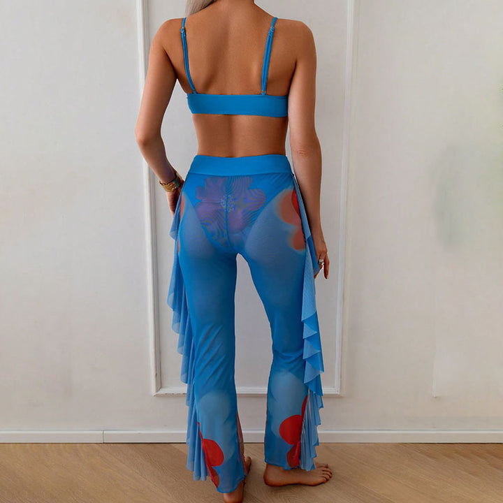 Dame To-delt Bikini-sæt med transparente Rüschen Skovae