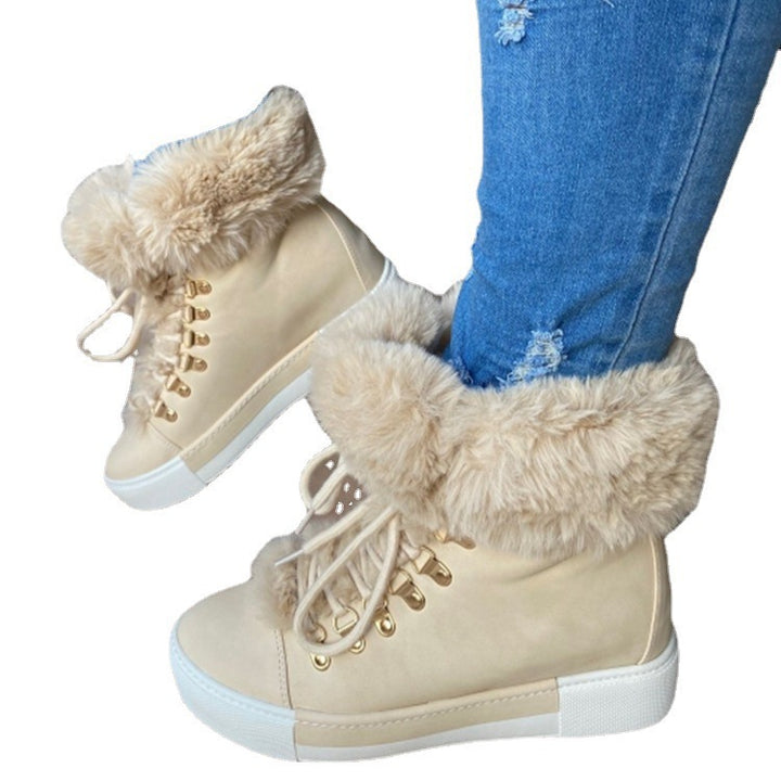 Dame Sneaker-Boots med hyggelig kunstpelskrave og trendy snørredetaljer Stilla