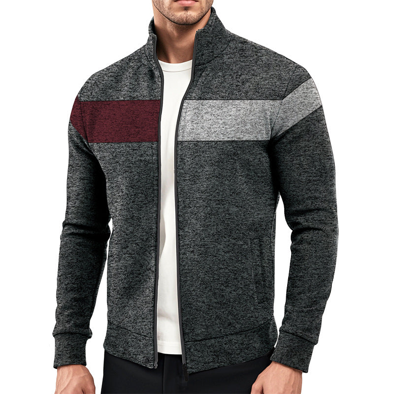 Herren sporty Zip-jakke med moderne farvekontakter og høj krave Stilla
