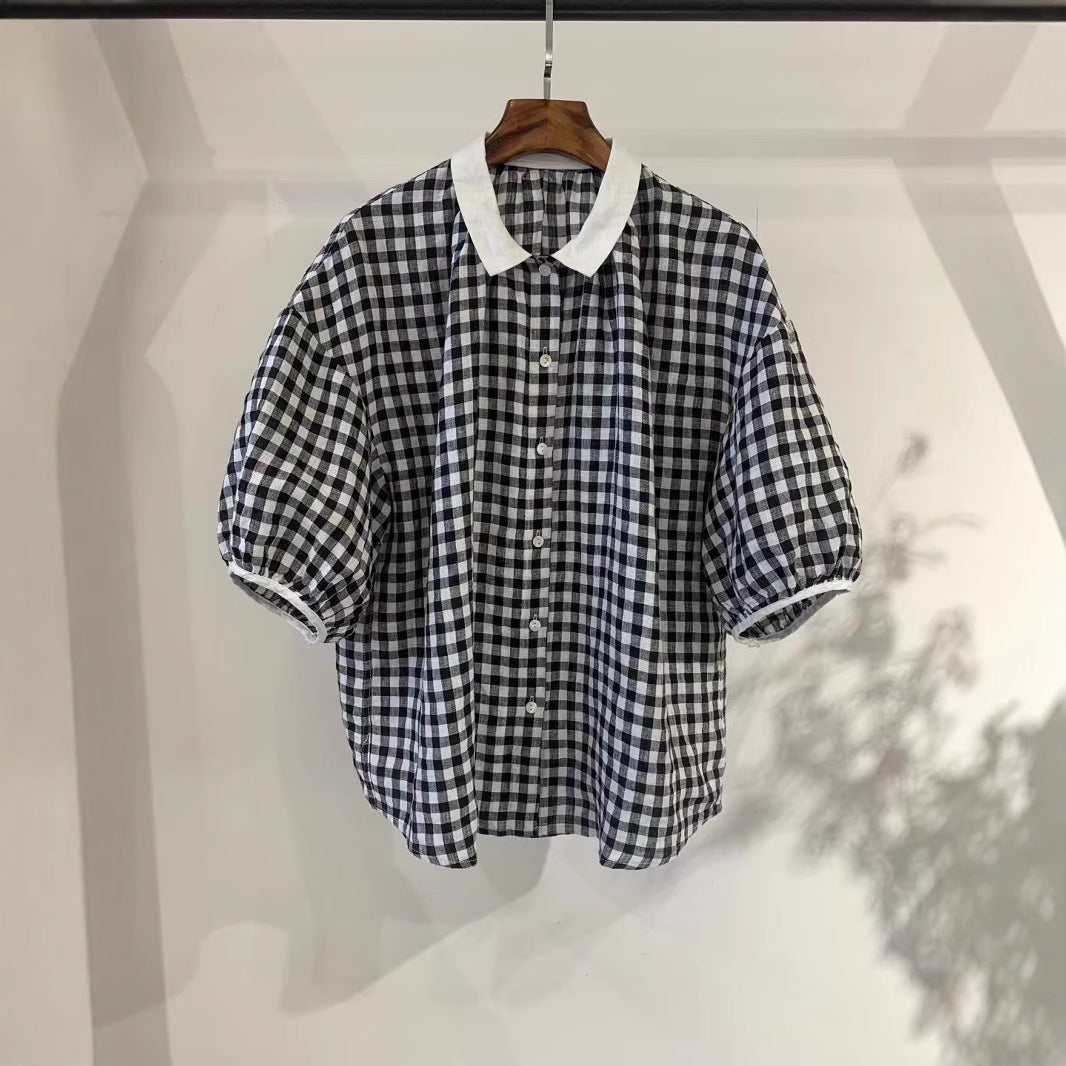 Dame Fritid Korte Ærmer Stribet Button-Up Skjorte Stilla